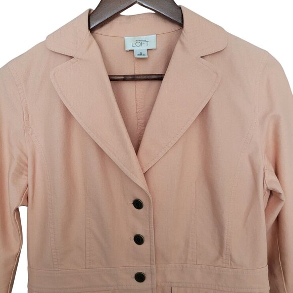 Ann Taylor Loft 3 Button Lightweight Jacket Womens Size 4 Peach Pockets - Picture 5 of 12
